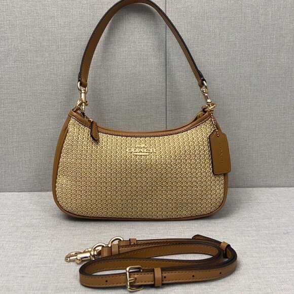 Coach Teri Shoulder Bag, Small Straw - Picture 1 of 6